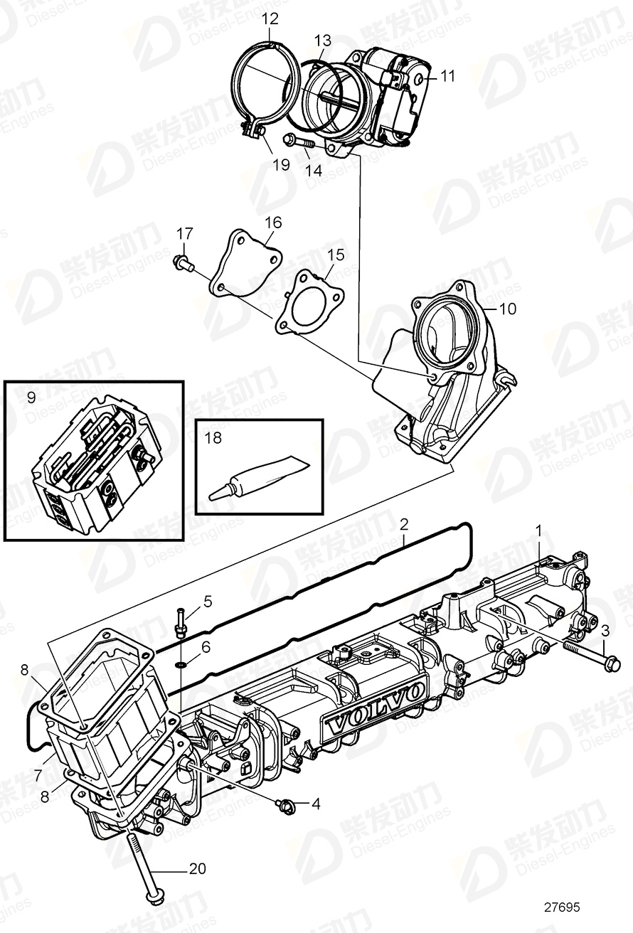 volvo penta Gasket 20850506 Drawing
